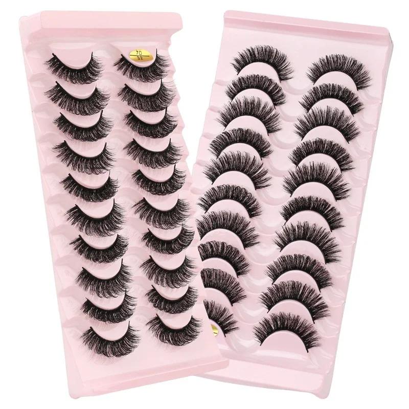 Hot Selling One Piece 7D Curly Natural Simulation Eyelashes Messy Dense and Large Curvature Eyelashes 10 Pairs Can Be Reused