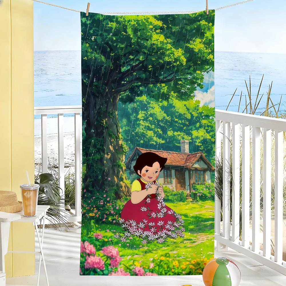 Asciugamano Cartoon H-Heidi Sportivo Asciugatura Rapida Attrezzatura da Viaggio Campeggio Resistente alla Sabbia Morbido Leggero Grande Asciugamano da Spiaggia