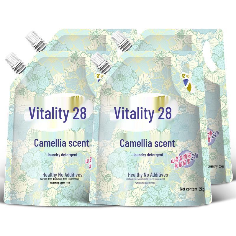 Vitality 28 Camellia Scent Laundry Detergent with Stain Removal and Long-lasting Fragrance, Economical Household Pack.