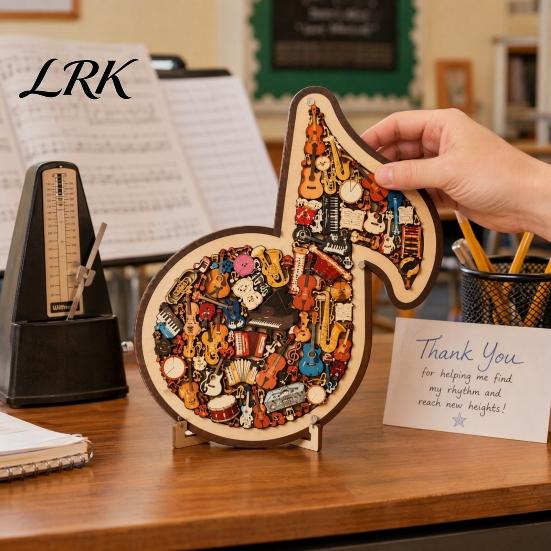 Precision Cut Wood Puzzle Musical Note Wooden Decoration, Instrument Jigsaw Puzzle, Decoration Family Night Challenge Game, Gift for Kids Adults Game