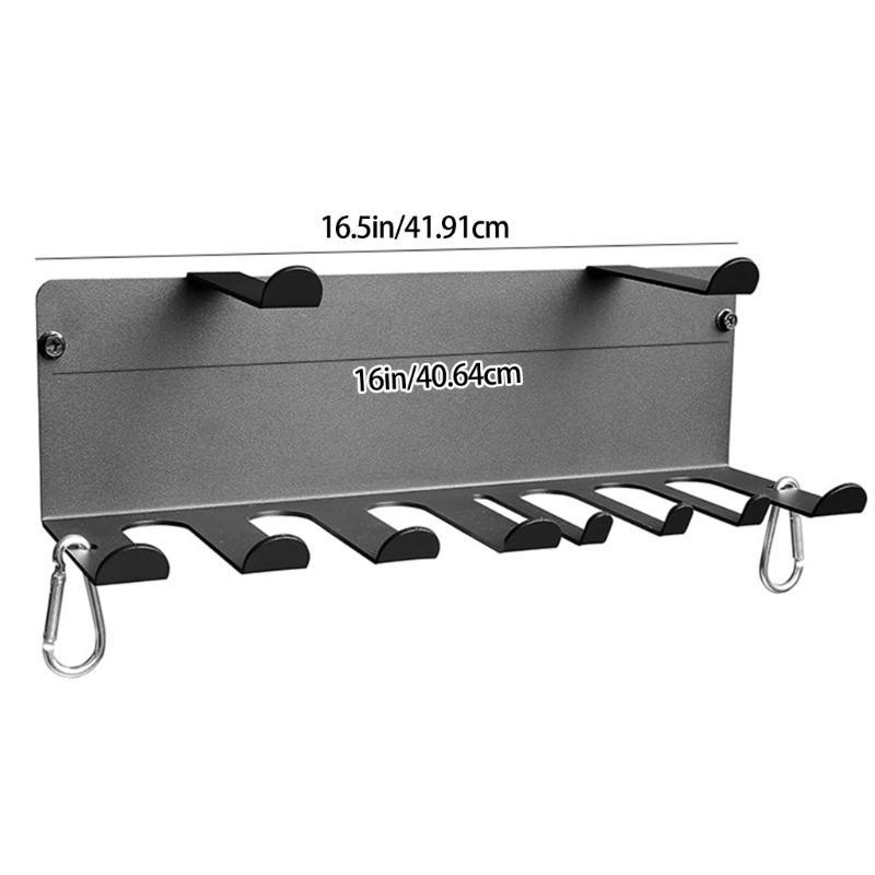 Effective Double Level Fitness Accessories Shelf With 8 Hook 2 Support for Exercise Gear Organization
