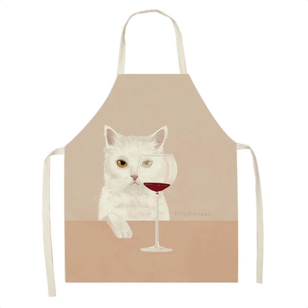 Ladies Men Home Cleaning Baking Cooking Tools Cooking Accessories Kitchen Aprons Linen Cats Wine Aprons