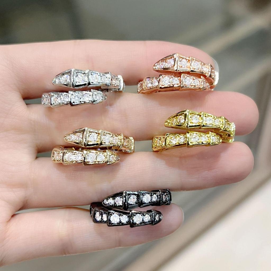 Platinum-Plated Open Bamboo Joint Zircon Knuckle Ring