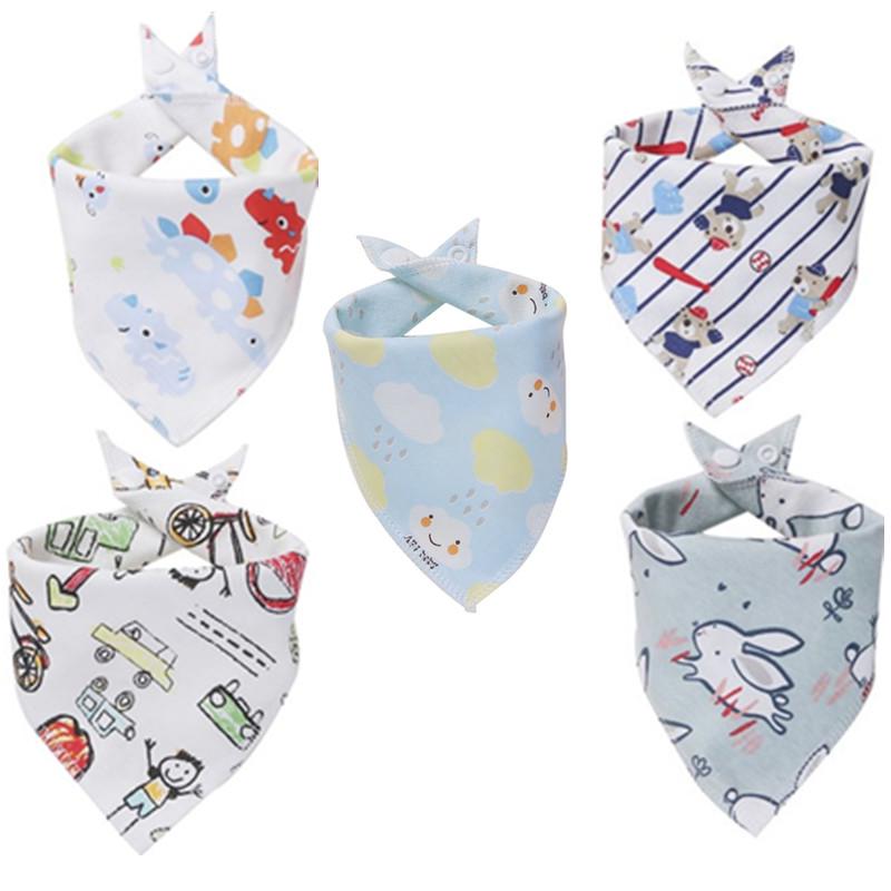 

5 шт., детские нагрудники, хлопковые высококачественные двухслойные ткани для отрыжки, милые нагрудники с героями мультфильмов и животными Girl Color Random разноцветный