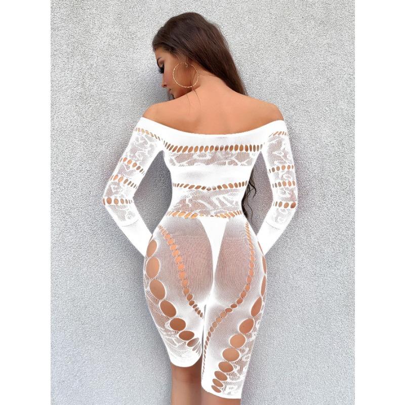 Sex Underwear Mesh Sexy Fishnet onesie Pajamas Hip Skirt Long Sleeve Tights