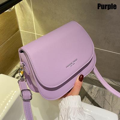 Moda Eyer Omuz Çantası Kadın PU Deri Çapraz Çanta Basit Düz Renk Kapaklı Haberci Çantası Moda Çantalar Kese