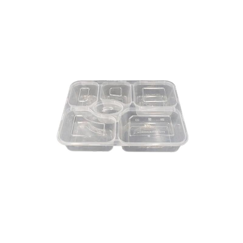 Disposable 6-Compartment Takeout Food Containers