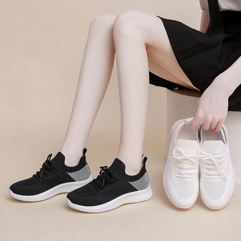 fashion Popular Flying Woven Breathable and Comfortable Women's Sports Casual Running Shoes Luxury Women's Mesh Lace-up Casual Shoes