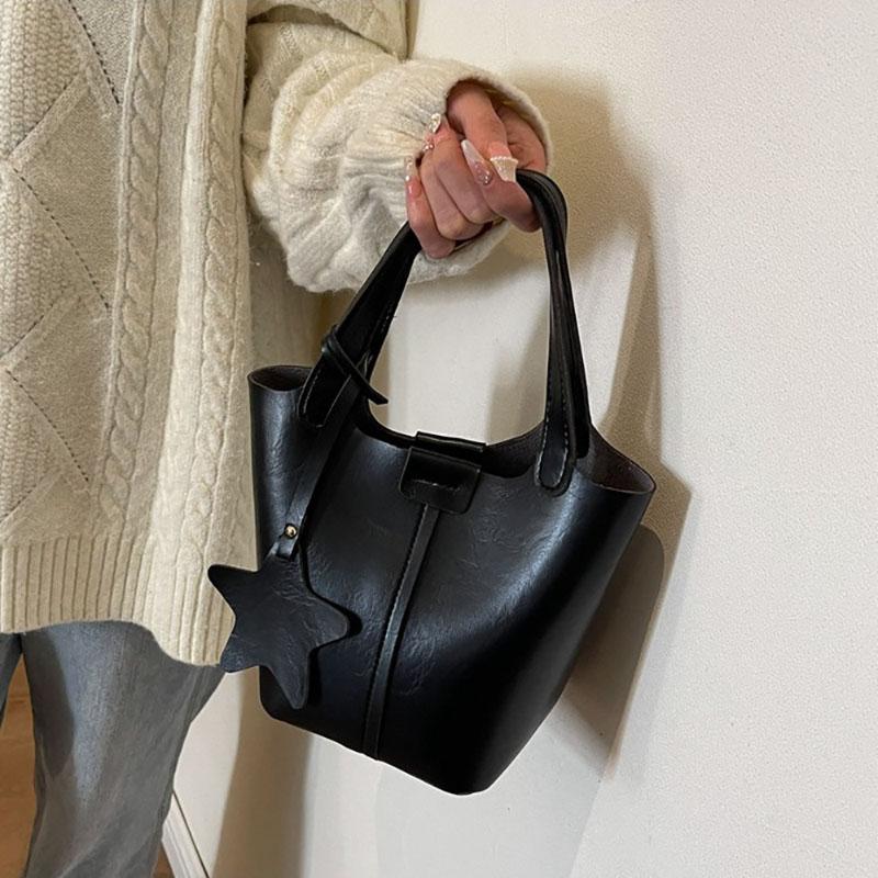 Koreanische Version Mode Retro Bucket Bag Damen Neue Nische Leichte Luxus Handtasche All-Matching Pendler Schulter Crossbody Tasche