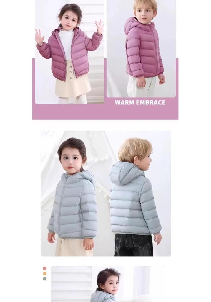 2025 Kids' Lightweight Hooded Down Jacket - White Duck Down for Boys & Girls