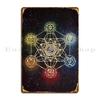 Geometrie Sacră Cubul lui Metatron Cu Chakre Placă Metalică Poster Design Design Peșteră Decor Perete Petrecere Club Placă Metalică Poster