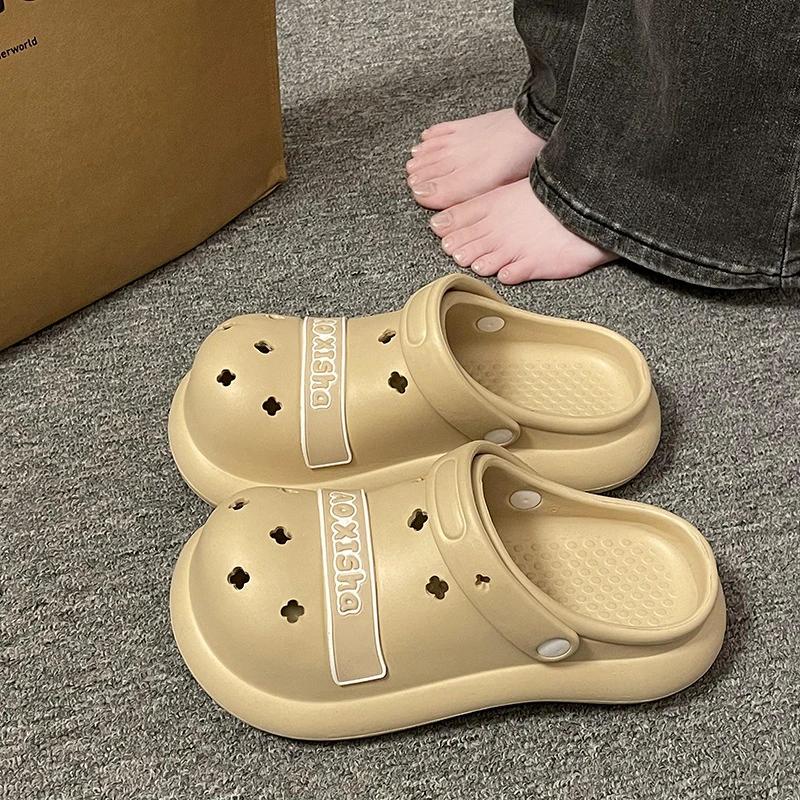 New Summer Women's Slippers 2024 Fashion Baotou EVA Women's Slippers Solid Color Hollow Daily Style Two-Wear Women's Slippers