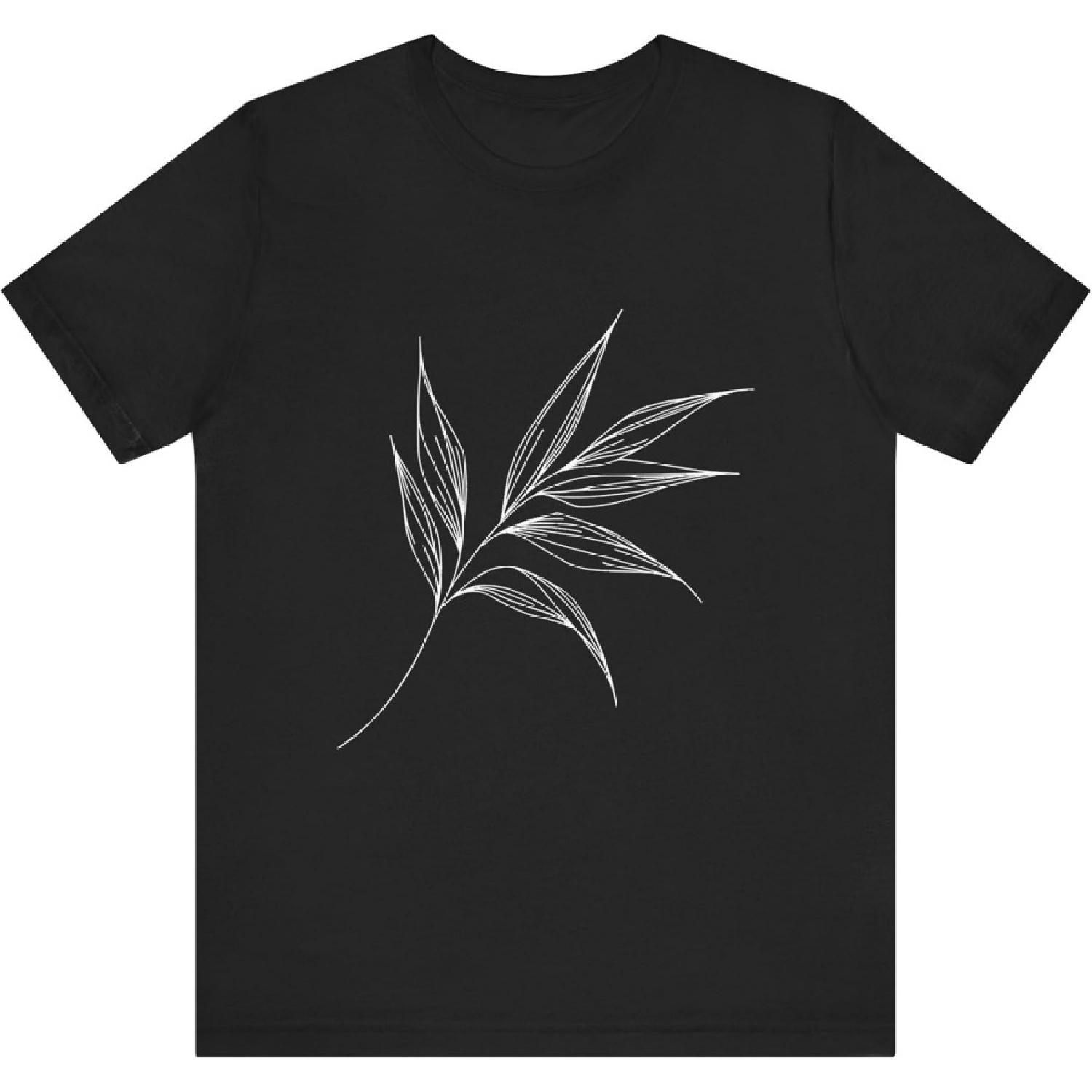 One Line Art Drawing Bamboo Leaf 656 Unisex T-Shirt S