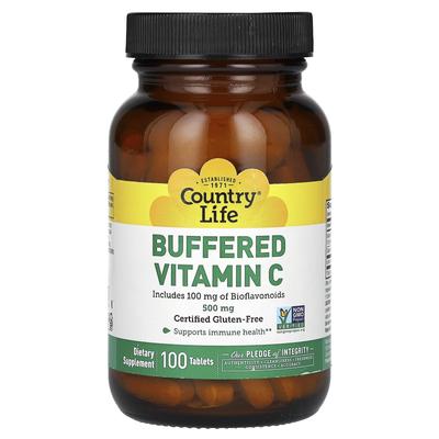 Country Life, Pufrovaný vitamín C, 500 mg, 100 tablet
