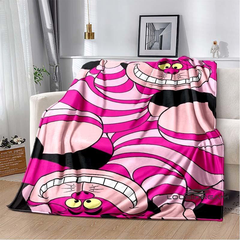Alice in Wonderland Cartoon Print Plush Blanket, Extra Large Size, Warm and Comfortable, Suitable for Bed and Sofa Decoration.