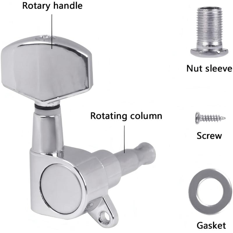 6Pcs Metal Guitar Tunings Pegs Key Tuners Machine Head Knob Guitar String Tunings Peg Guitar Replacement Part Enduring