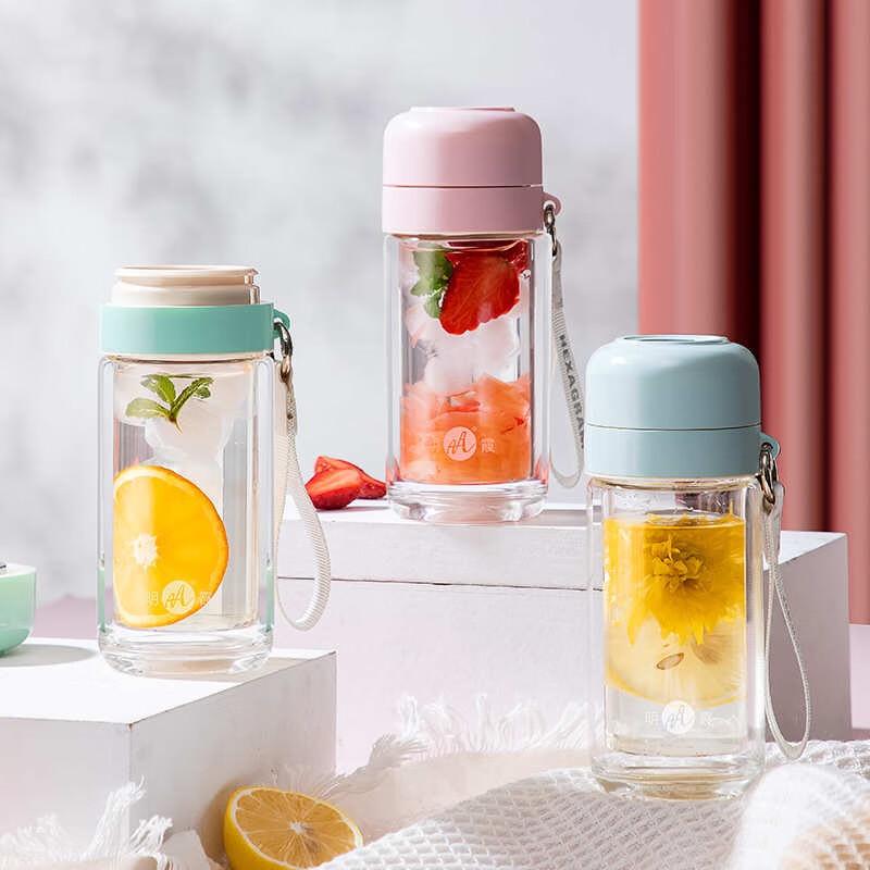 Mingxia 270ml Quick-Open Double-Layer High Borosilicate Glass Tea Tumbler