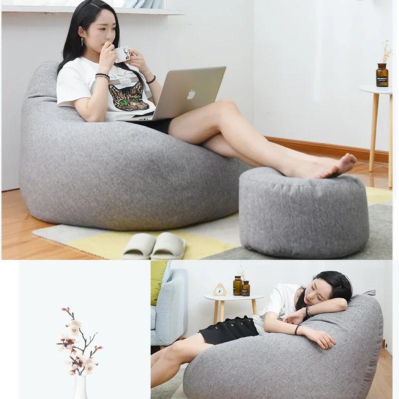 Lazy Seat Chair Sofa Cover Large Bean Bag Couch Soft Fluffy Breathable Adult Child Tatami Living Room Decorative without Filler