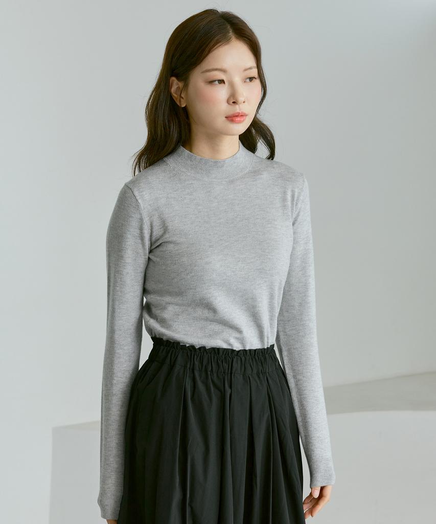 210EDIT Cashmere Blended Mock Turtleneck Knit [Melan Grey]_Zz4Sw011