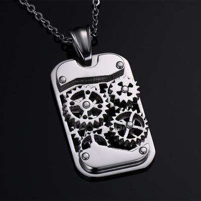 Steampunk Machine Pendants Jewelry Stainless Steel Rotatable Gear Design Men Mechanical Manual Pendants&Necklaces