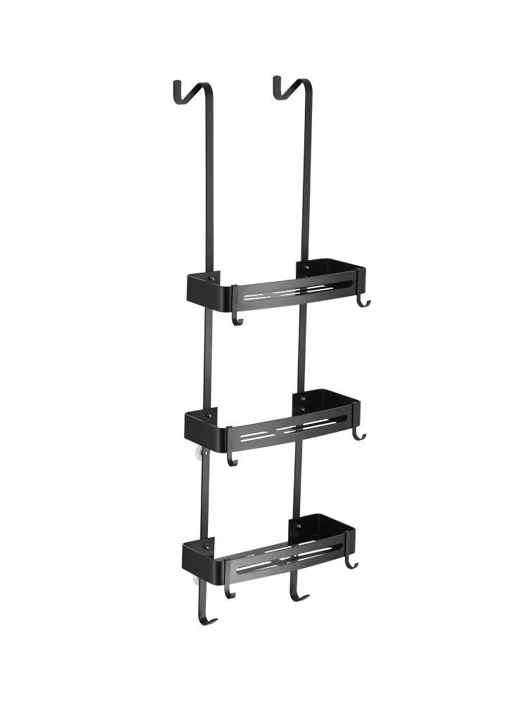 Black Hanging Bath Shelves Bathroom Shelf Organizer Nail-free Shampoo Holder Storage Shelf Rack Bathroom Basket Holder EL5018