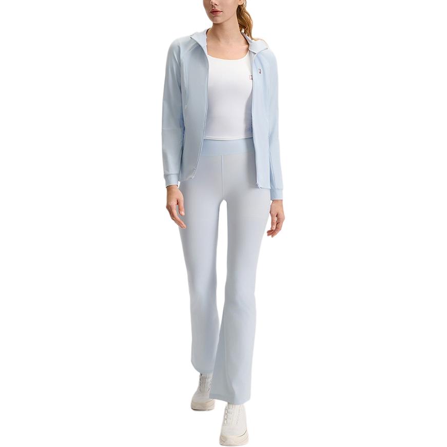 Fila Fitness Logo Knitted Hooded Long Sleeve Jacket Women Jackets Sky-Blue A11W521503F-LB