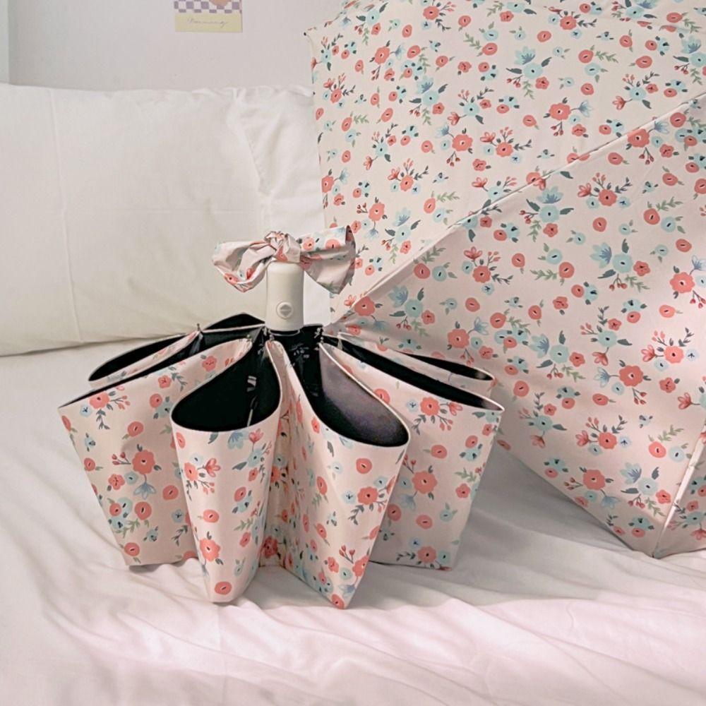Fresh Floral Print Sun Rain Umbrella Dual-purpose Foldable Umbrella  Travel Accessoreis