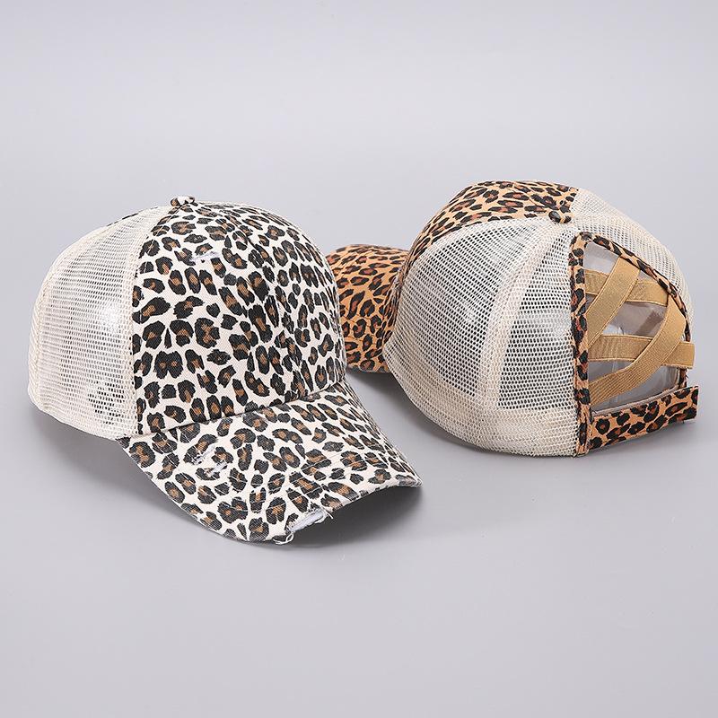 1 Women'S Sexy Leopard Print With Ponytail Baseball Cap, Suitable For Street Outdoor Leisure