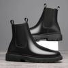 Men's Autumn Chelsea Boots Solid Color Black Retro Motorcycle Ankle Boots for Men Outdoor High Top Casual Shoe Botas Para Hombre