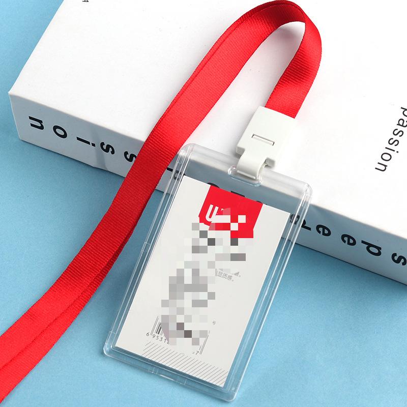 Fashion Acrylic Transparent Bus Cards Sleeve Employee Work Card Holder with Lanyard Work Card Cover Women Men Credit Card Holder
