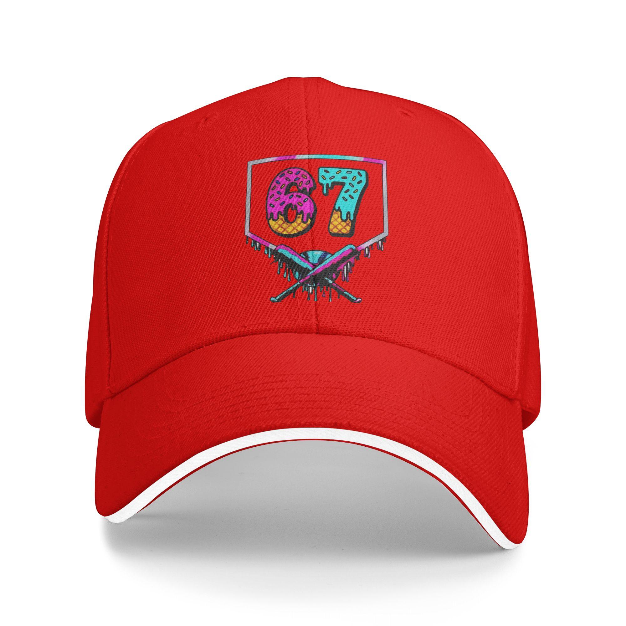 67 Meme Baseball Drip Number 67 Casual Baseball Cap Outdoor Gym Hip Hop Hats Summer Sun Visor Men Adult Streetwear Baseball Caps One Size