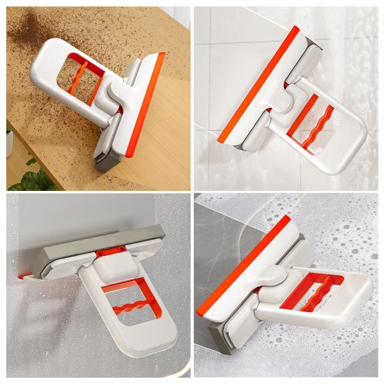Desktop Mop Mini Folding Table Mop with One-Handed Squeeze Handle Replaceable Cotton Head Deep Groove Absorption Household Cleaning Mop