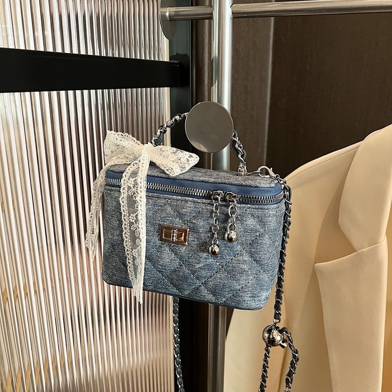 

Fashion and high-end Xiaoxiangfeng portable box bag 2025 new simple shoulder bag diamond chain bag small square bag темно-синий