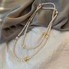 French Retro Pearl Beaded Adjustable Pendant Necklace