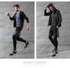 Compression Wear Set Training Wear Set Breathable Sports Running Wear Hoodie Shirt Shirt Half Pants Tights Pinjie Blue S [foveitaa] Men's 5-Piece