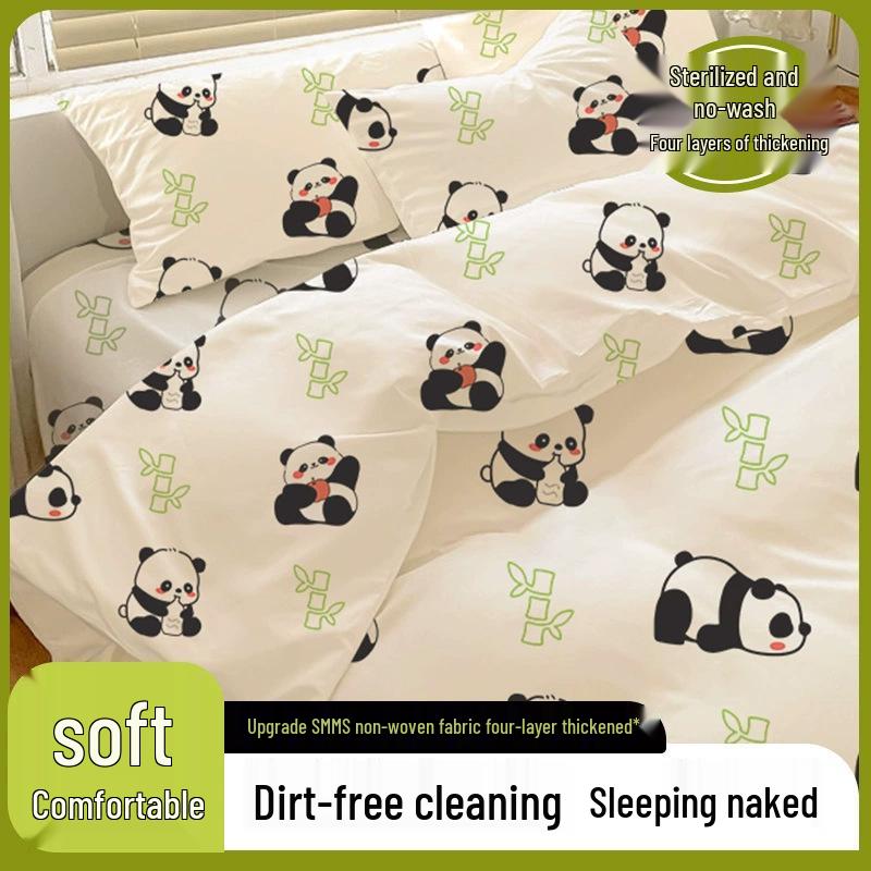 Disposable Hotel Bedding Set: Includes Sheets, Duvet Cover, Pillowcases, and Compressed Towel for Travel and Isolation - Double/Single Sizes