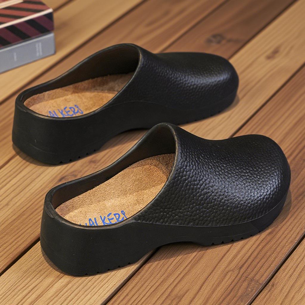 

Кухонная нескользящая маслостойкая обувь шеф-повара, мужская водонепроницаемая повседневная обувь на плоской подошве, женские тапочки, парная обувь, обувь EVA больших размеров 44-45 чёрный