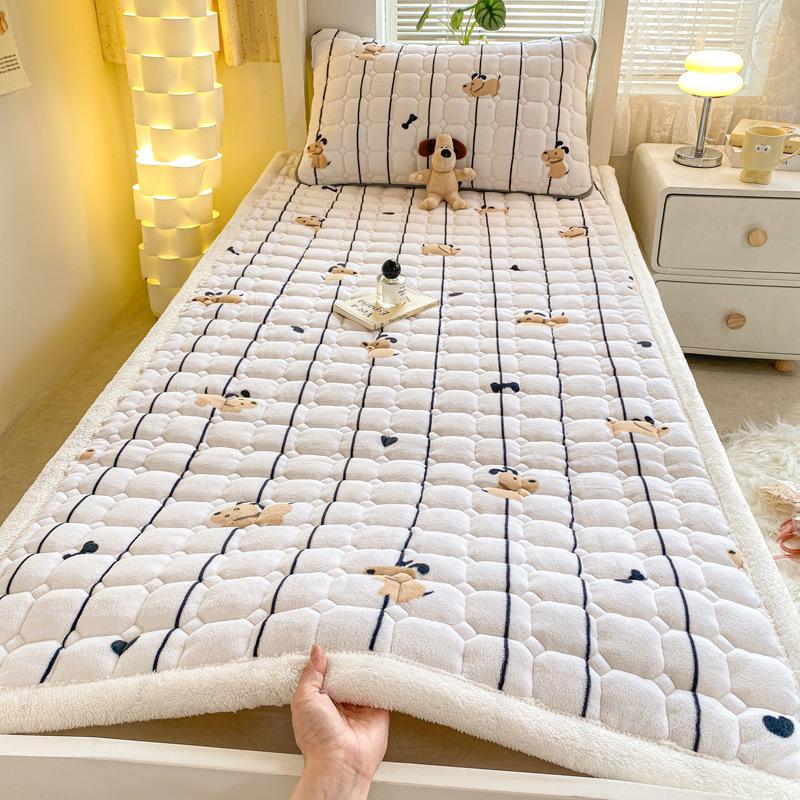 Milk Fleece Mattress Pad with Anti-Static Layer, Foldable Thermal Topper for Dorm Bed - 90x200cm To 200x220cm Machine Washable