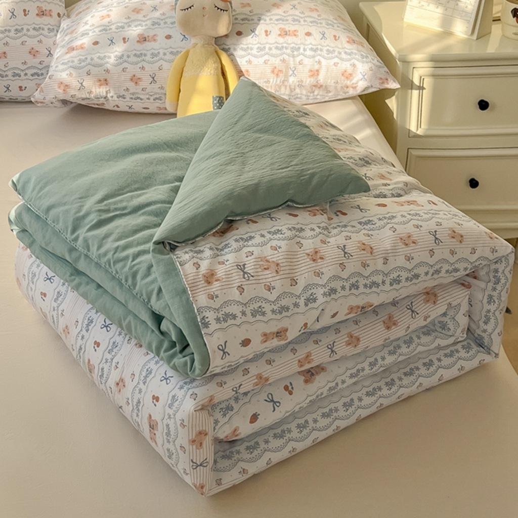 Summer Quilt Comforter INS-Style Printed Thin Quilt for Home Decor Soft Cotton Breathable Air Conditioner Quilts