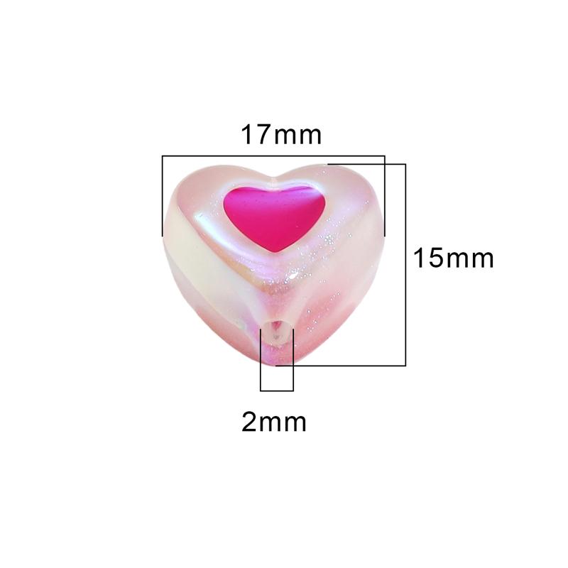 SOFPLATE Handbemalte Acryl-Herzperlen – 55 Stück, 17x14 Mm, Für Schmuck & Bastelzubehör