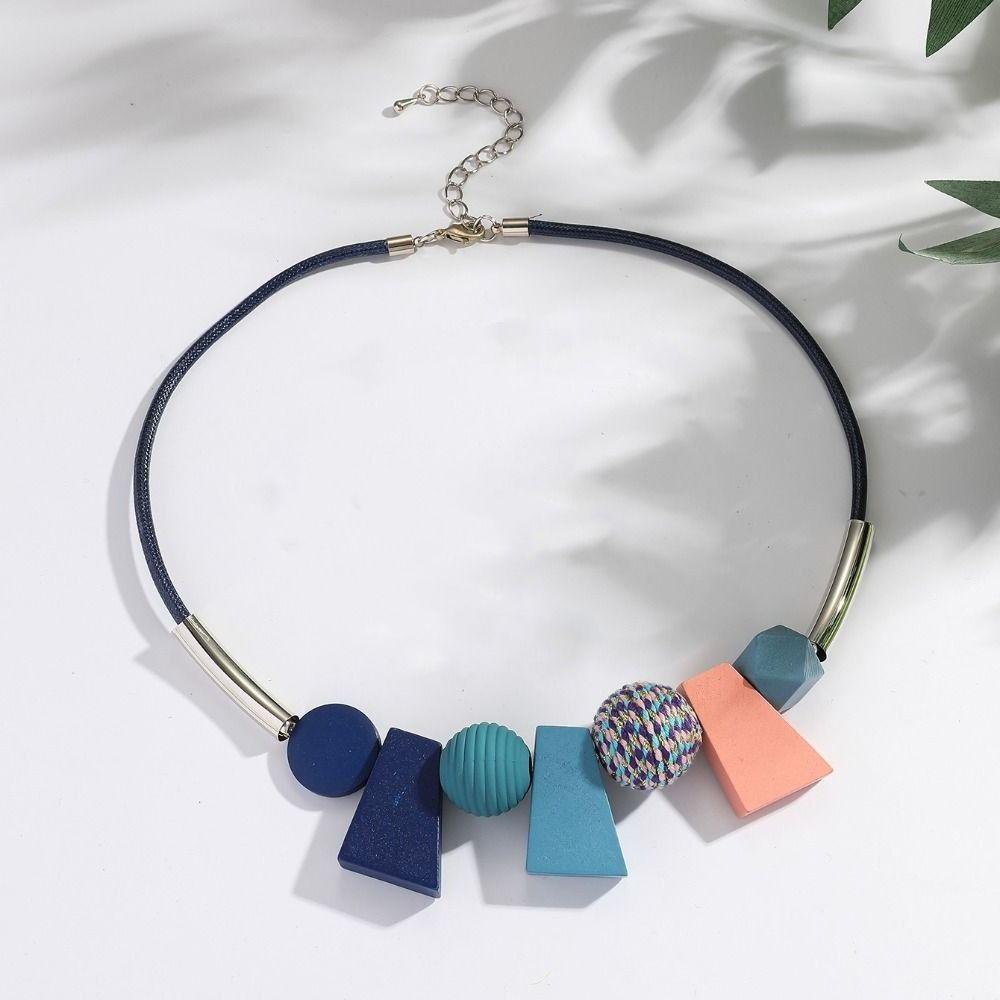 Beads Wood Necklace Trapezoid Ethnic Style Necklace Unique Simple Geometric Necklace  Traval