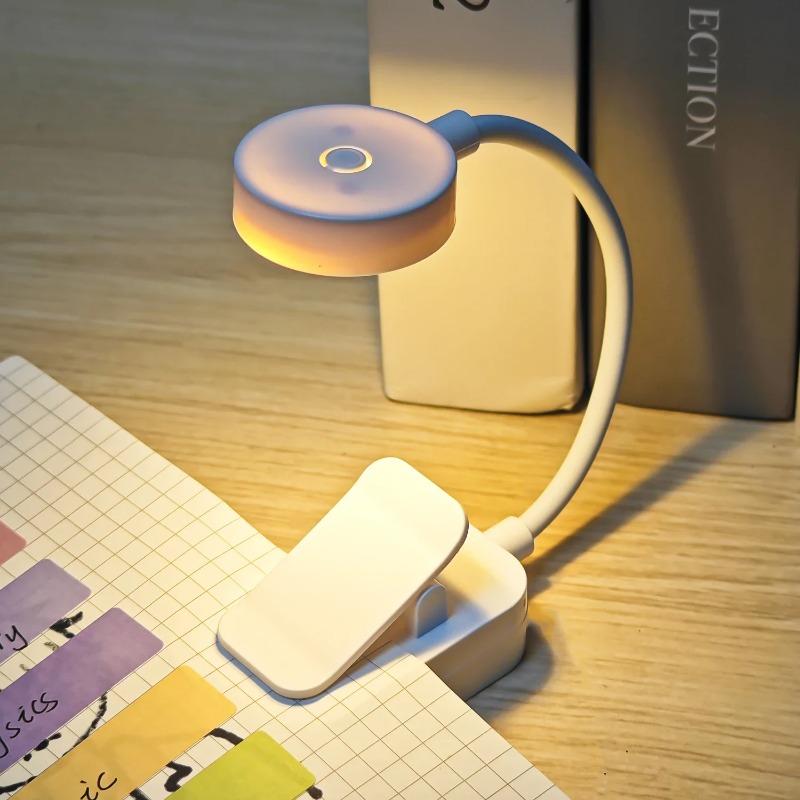 Mini LED Book Light Portable Clip Table Lamp 3 Mode Eye Protection Battery Powered Dimmable Bedside Reading Lamp USB Night Light