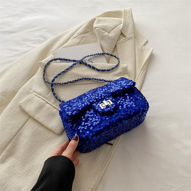 

Stylish Women s 2024 Casual Shiny Chain Shoulder Bag With Sequins In Black Gray Pink Silver Blue синій