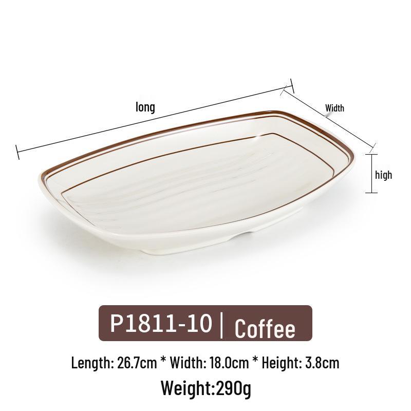 Melamine Rectangular Imitation Porcelain Plate for Hot Pot, BBQ, and Sushi Restaurants