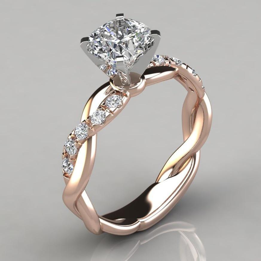 New Rose Princess Ring European and American Engagement Cross Ring