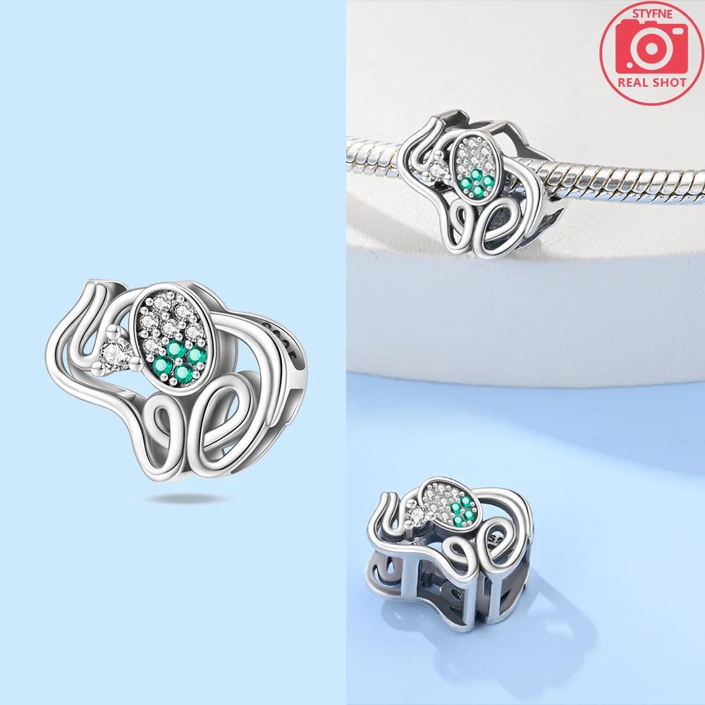

Authentic Cute Green Zircon Elephant Horseshoe Bead Charms Compatible With Bracelets copper Jewellery Diy Womans Gift Delicate Necklaces