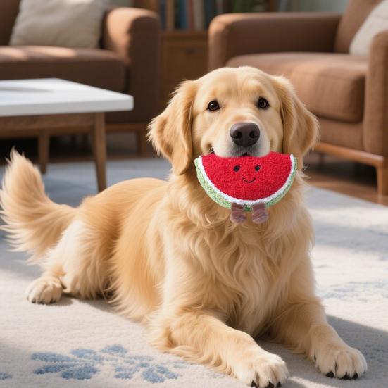 Plush Fruit Dog Toy Bite Resistant Squeaky Chew Avocado Mango Watermelon Pineapple Plushie Boredom Stress Relief Dog Teething Interactive