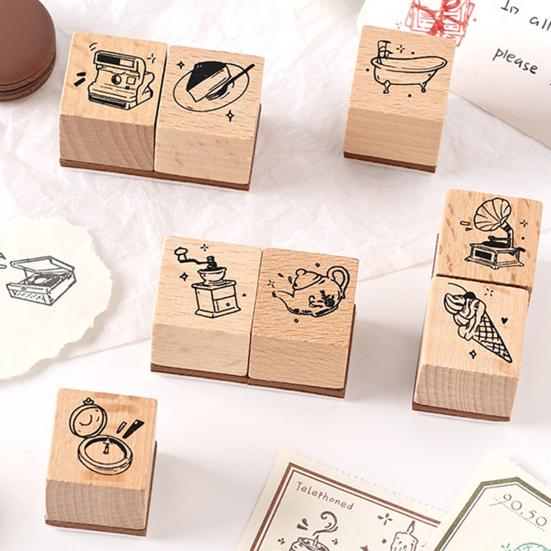 8 Adet/Set Ahşap ve Kauçuk Damga Dekoratif Ahşap Damgalar Retro Yaşam Temalı Damgalar Scrapbook Kartlar Zarf Kendin Yap El İşi Planlayıcı Günlük İçin