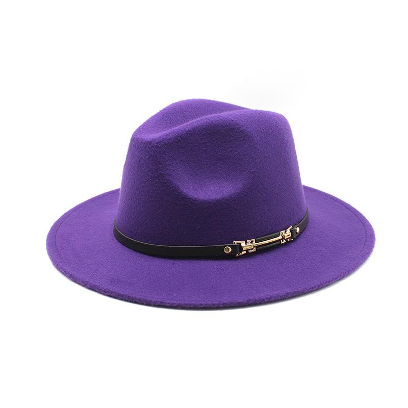 Wool Top Hat Jazz Hat Retro Black Wool Woolen Jazz Hat Flat-Brimmed Big Eaves Hat Jz-70