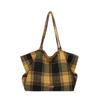 Autumn and winter woolen plaid double-sided bag fresh college style shoulder bag large capacity lazy style tote bag women
